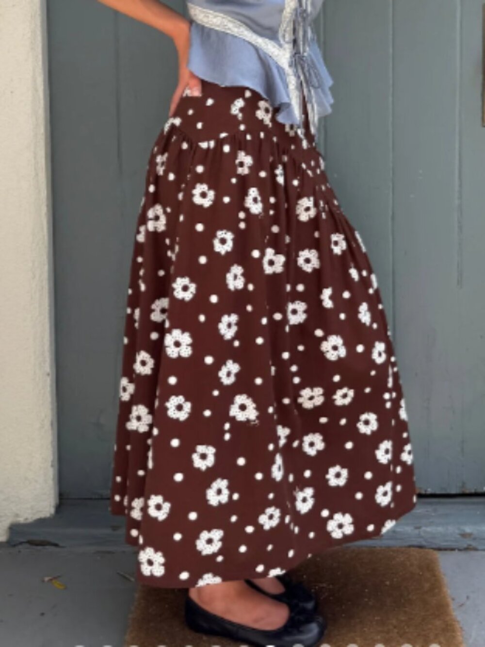 Maeve Midi Skirt - Brown Mod Dot - Lisa Says Gah NWT - Picture 2 of 5